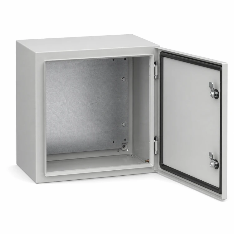 Obudowa metalowa 300x300x200 RAL 7035 IP65 IK10 z płytą montażową stalową — 1.png