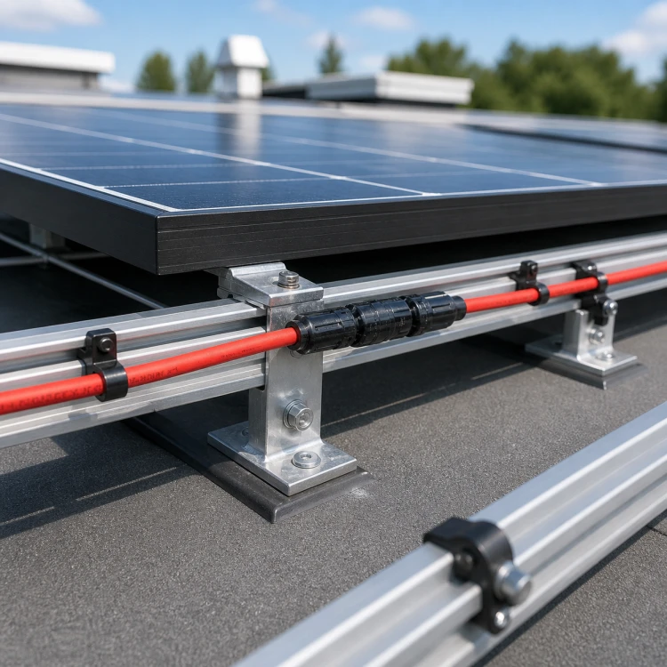 Zastosowanie kabla PV HELUKABEL SOLARFLEX-X H1Z2Z2-K 1x4 czerwony przy konstrukcji paneli fotowoltaicznych