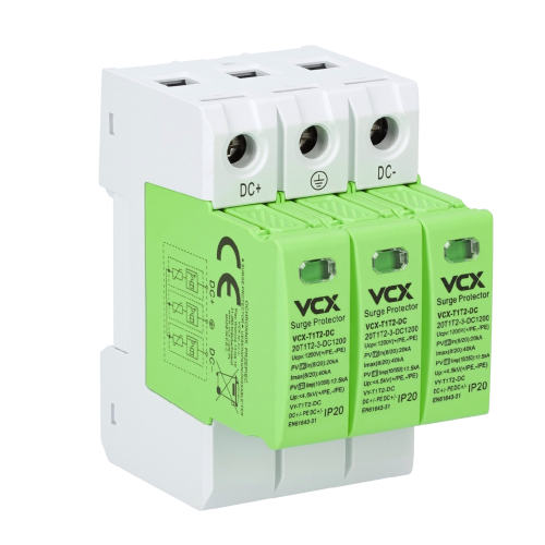 Ogranicznik Przepięć Fotowoltaiczny DC B+C 3P 1200V (T1T2) 12,5kA Green VCX.png