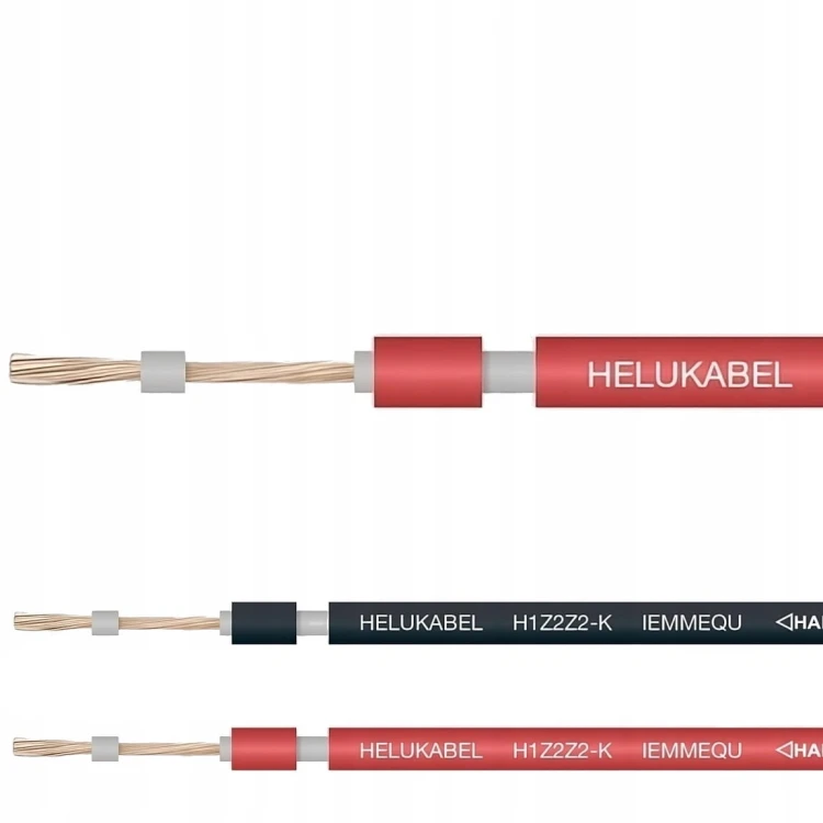 Kable fotowoltaiczne HELUKABEL SOLARFLEX-X H1Z2Z2-K 1x4 i 1x6 mm² czarne i czerwone